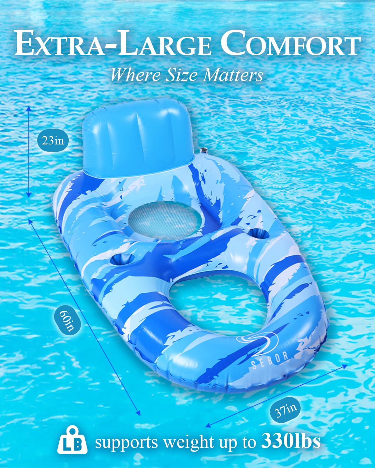 Sebor Heavy-Duty Inflatable Pool Float for Summer Pool Parties and Relaxation