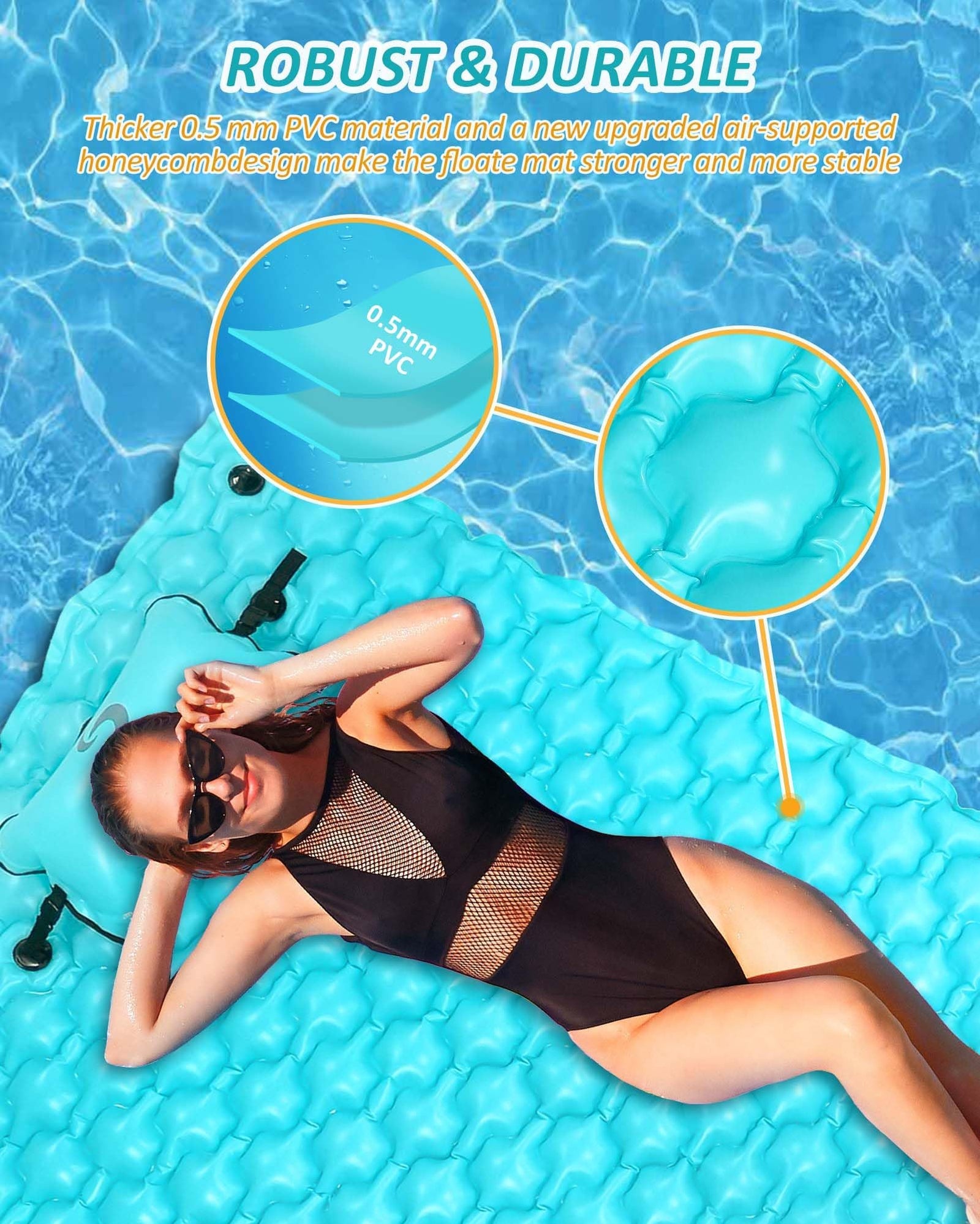 Inflatable Floating Mat for Beach, Swimming Pool Party, and Family Fun