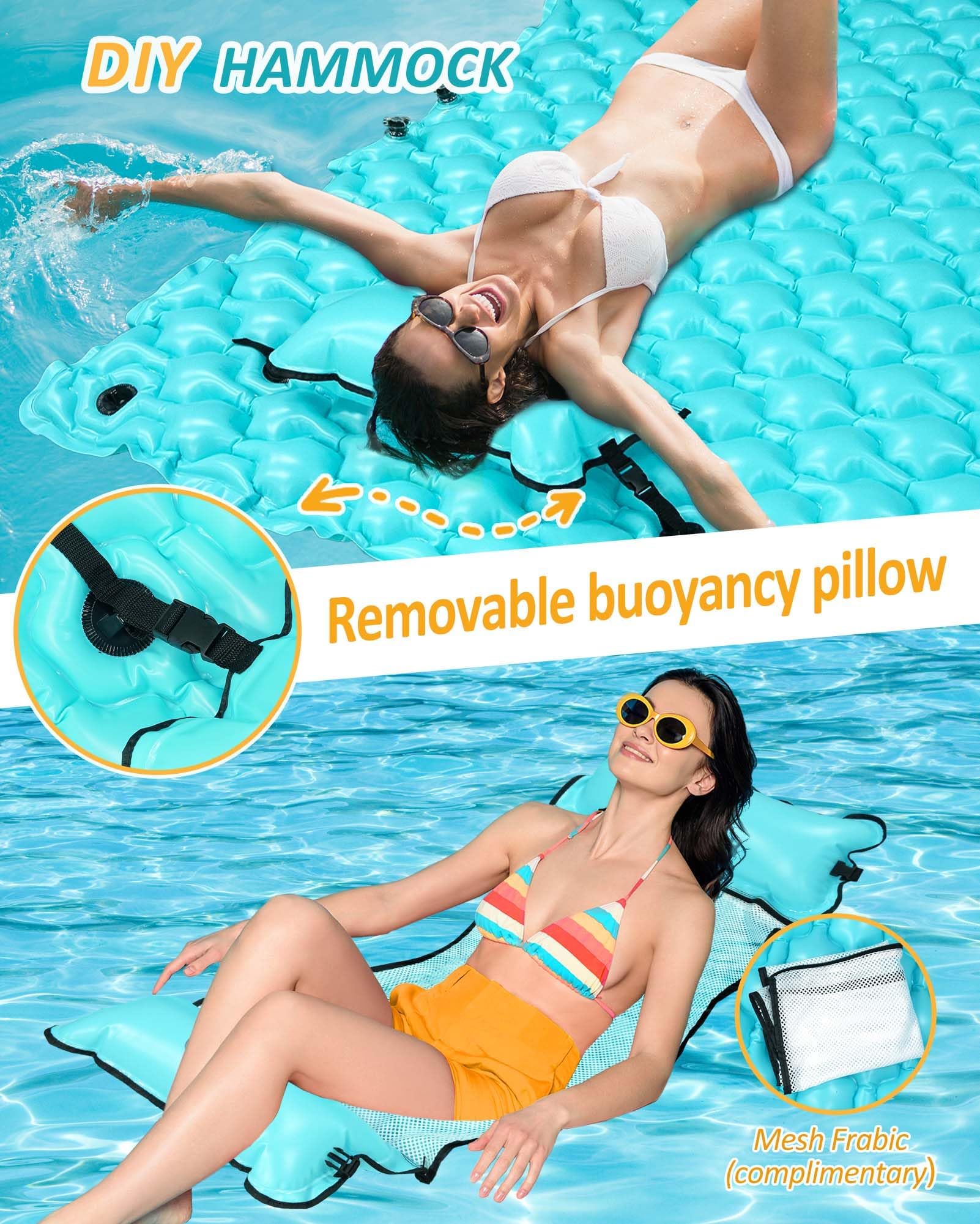 Inflatable Floating Mat for Beach, Swimming Pool Party, and Family Fun