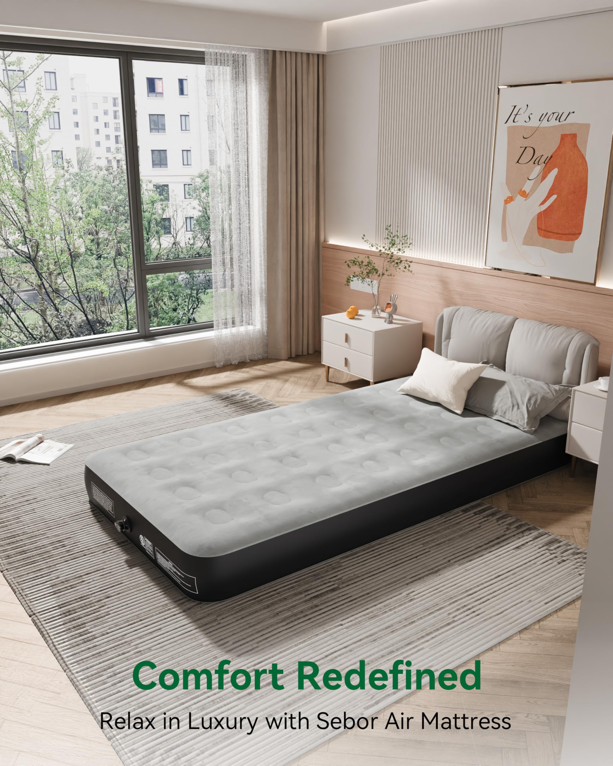 Sebor Air Mattress with Built-in Pump - Coil Beam